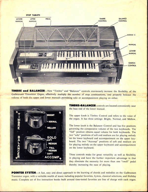 Gulbransen Theatrum Organ Manual