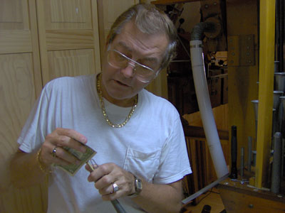 Click here to download a 2048 x 1536 JPG image showing Dennis Werkmeister working on one of the small pipes in the Post Horn.