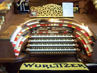 Click here to download a 2576 x 1932 JPG image of the stop sweep of John Ledwon's 4/52 Mighty WurliTzer Theatre Pipe Organ installed at his Agoura Organ House.