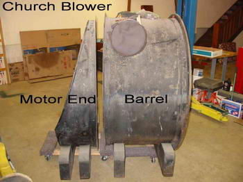Disassembled church blower